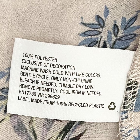 Knox Rose Small Blush Pink Floral Neck Tie High Low Long Sleeve Semi Sheer Blo… - Picture 6 of 6